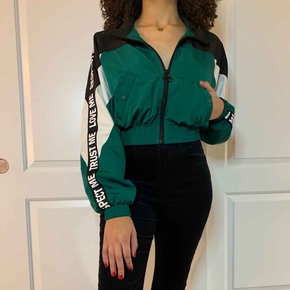 Cropped Green Bomber Jacket